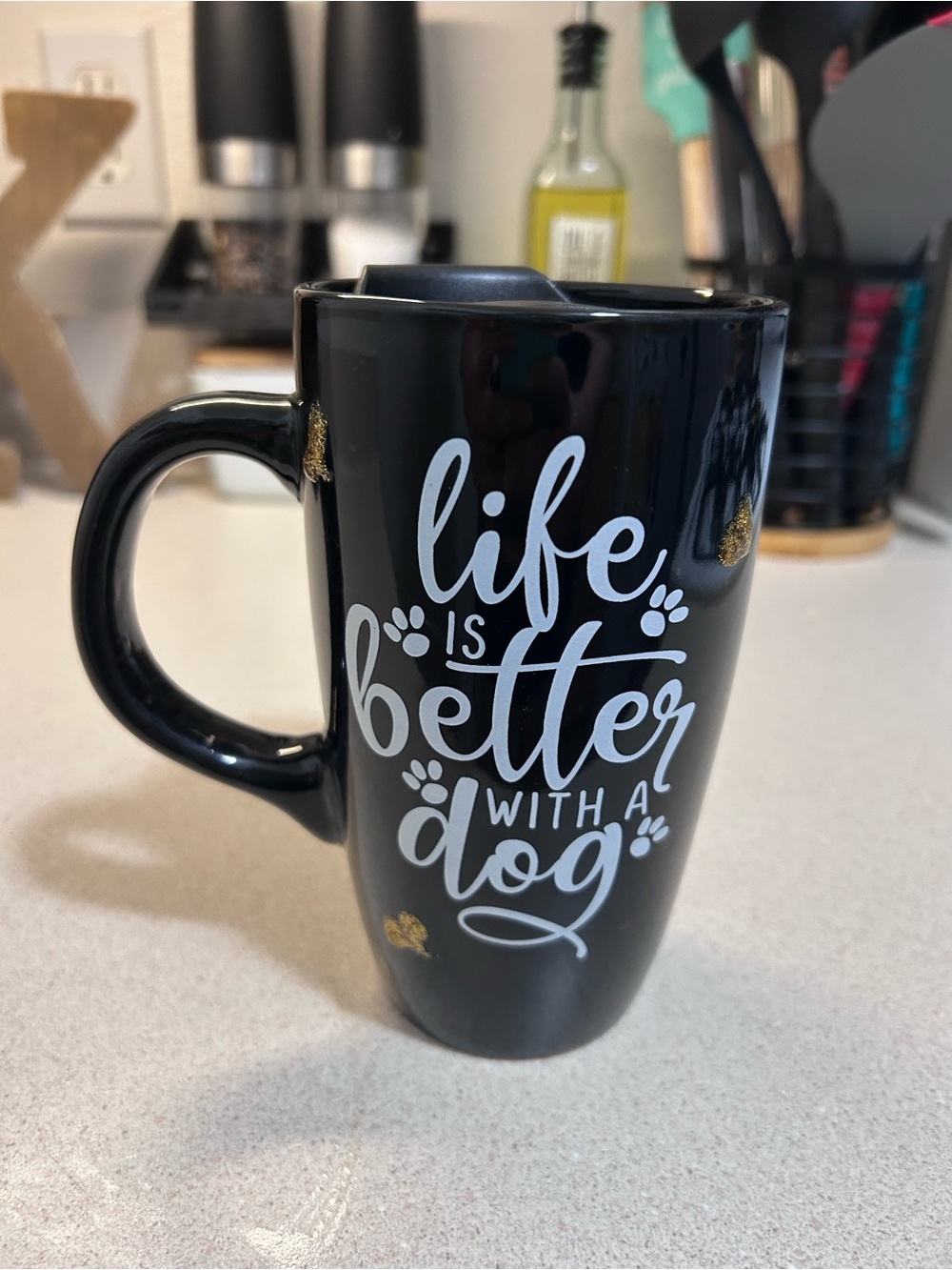 Black "Life Is Better With A Dog" Ceramic Mug - Pets Dog